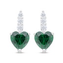 Sterling Silver 925 Earring Rhodium Plated Embedded With Emerald Zircon And White Zircon