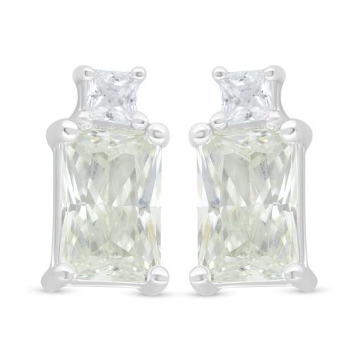 [EAR01CIT00WCZD452] Sterling Silver 925 Earring Rhodium Plated Embedded With Yellow Diamond And White Zircon