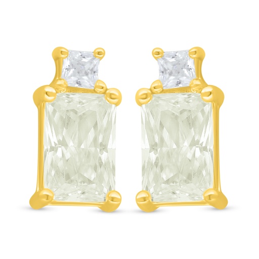 [EAR02CIT00WCZD452] Sterling Silver 925 Earring Golden Plated Embedded With Yellow Diamond And White Zircon