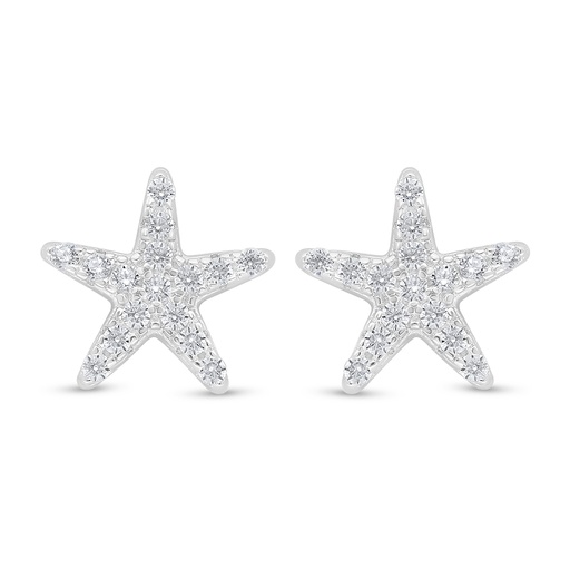 [EAR01WCZ00000D458] Sterling Silver 925 Earring Rhodium Plated Embedded With White Zircon