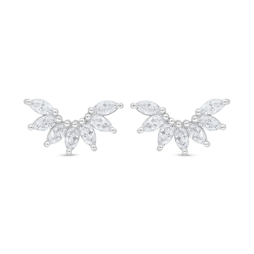 [EAR01WCZ00000D465] Sterling Silver 925 Earring Rhodium Plated Embedded With White Zircon