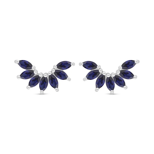 [EAR01SAP00000D465] Sterling Silver 925 Earring Rhodium Plated Embedded With Sapphire Corundum 