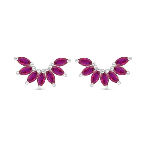 [EAR01RUB00000D465] Sterling Silver 925 Earring Rhodium Plated Embedded With Ruby Corundum 