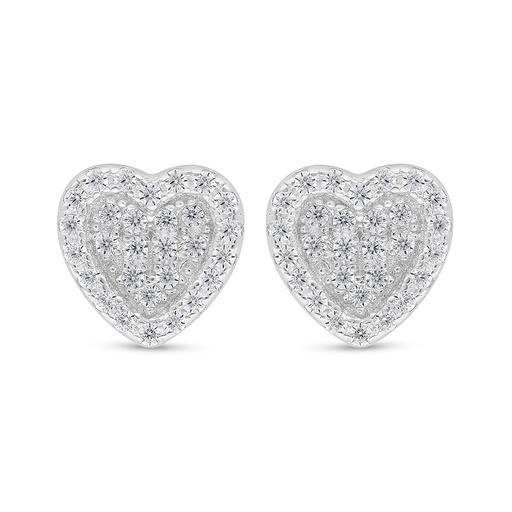 [EAR01WCZ00000D472] Sterling Silver 925 Earring Rhodium Plated Embedded With White Zircon