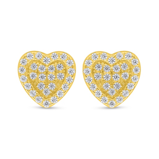 [EAR02WCZ00000D472] Sterling Silver 925 Earring Golden Plated Embedded With  White Zircon