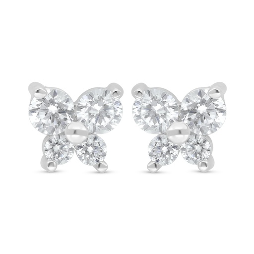 [EAR01WCZ00000D474] Sterling Silver 925 Earring Rhodium Plated Embedded With White Zircon