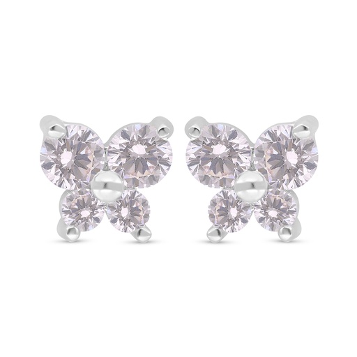 [EAR01PIK00000D474] Sterling Silver 925 Earring Rhodium Plated Embedded With Pink Zircon 