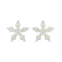 Sterling Silver 925 Earring Rhodium Plated Embedded With Yellow Diamond And White Zircon