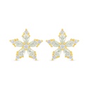Sterling Silver 925 Earring Golden Plated Embedded With Yellow Diamond And White Zircon