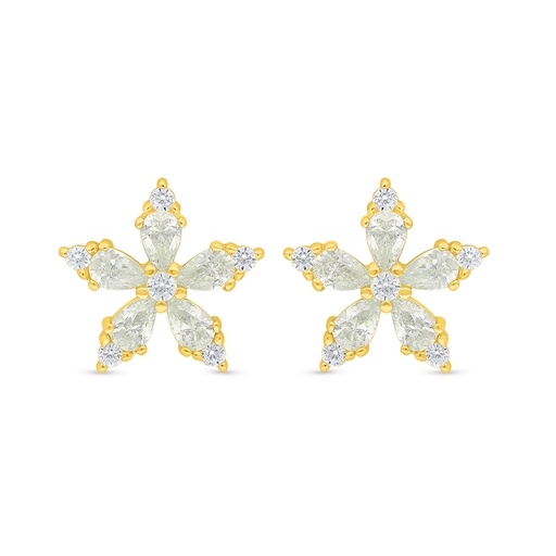 [EAR02CIT00WCZD475] Sterling Silver 925 Earring Golden Plated Embedded With Yellow Diamond And White Zircon