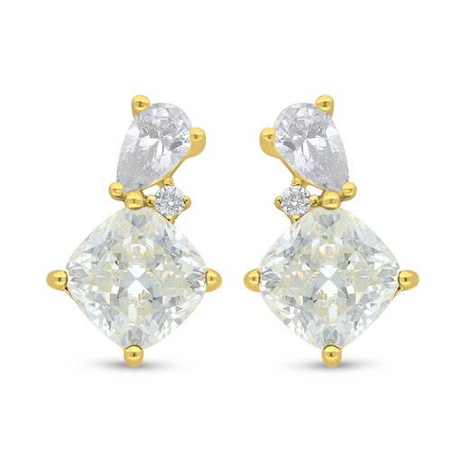 [EAR02CIT00WCZD477] Sterling Silver 925 Earring Golden Plated Embedded With Yellow Diamond And White Zircon