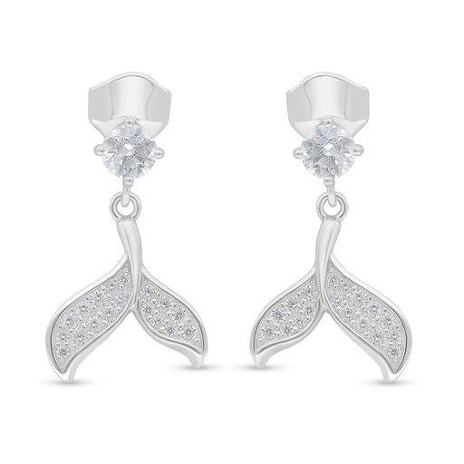 [EAR01WCZ00000D485] Sterling Silver 925 Earring Rhodium Plated Embedded With White Zircon