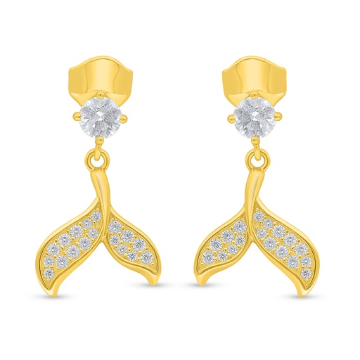 [EAR02WCZ00000D485] Sterling Silver 925 Earring Golden Plated Embedded With  White Zircon