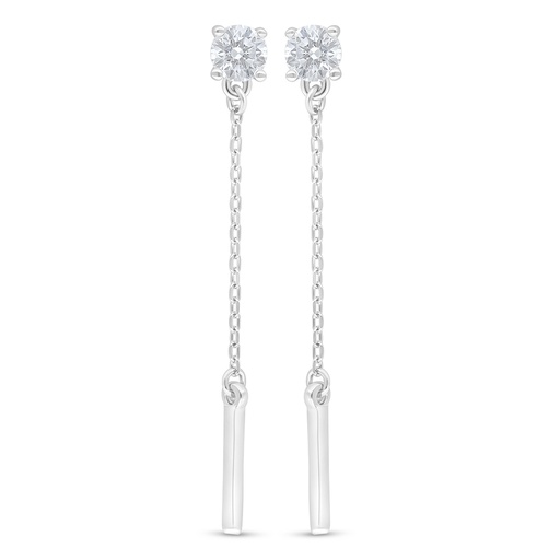 [EAR01WCZ00000D486] Sterling Silver 925 Earring Rhodium Plated Embedded With White Zircon