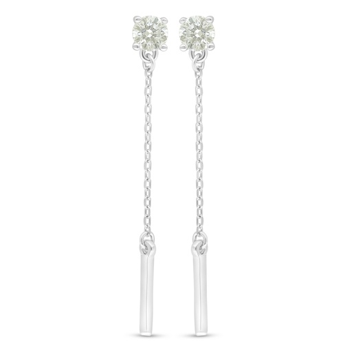 [EAR01CIT00000D486] Sterling Silver 925 Earring Rhodium Plated Embedded With Yellow Diamond 