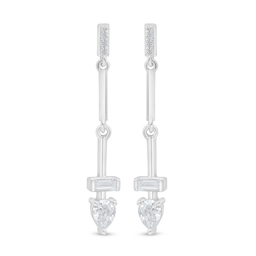 [EAR01WCZ00000D488] Sterling Silver 925 Earring Rhodium Plated Embedded With White Zircon