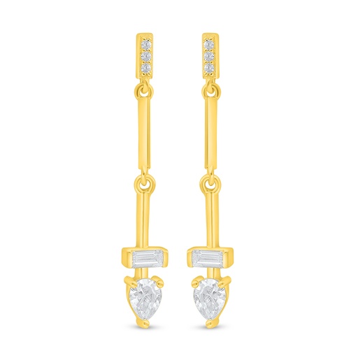 [EAR02WCZ00000D488] Sterling Silver 925 Earring Golden Plated Embedded With White Zircon