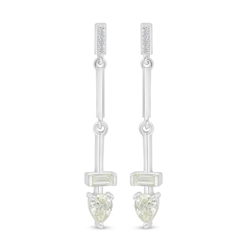 [EAR01CIT00WCZD488] Sterling Silver 925 Earring Rhodium Plated Embedded With Yellow Diamond And White Zircon