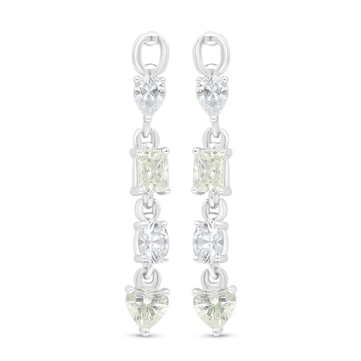 [EAR01CIT00WCZD489] Sterling Silver 925 Earring Rhodium Plated Embedded With Yellow Diamond And White Zircon