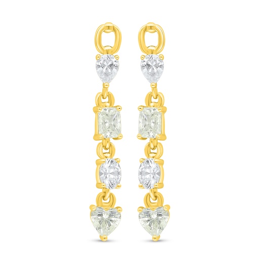 [EAR02CIT00WCZD489] Sterling Silver 925 Earring Golden Plated Embedded With Yellow Diamond And White Zircon