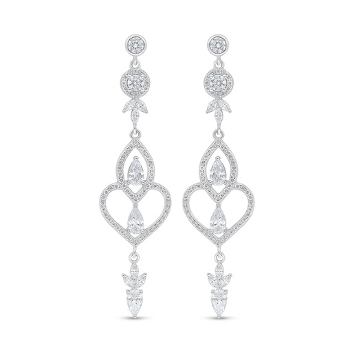 [EAR01WCZ00000D499] Sterling Silver 925 Earring Rhodium Plated Embedded With White Zircon