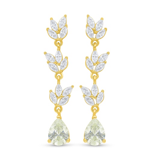 [EAR02CIT00WCZD506] Sterling Silver 925 Earring Golden Plated Embedded With Yellow Diamond And White Zircon