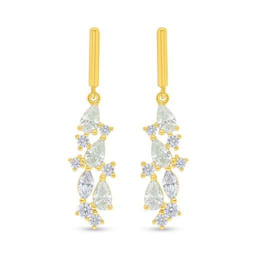[EAR02CIT00WCZD508] Sterling Silver 925 Earring Golden Plated Embedded With Yellow Diamond And White Zircon