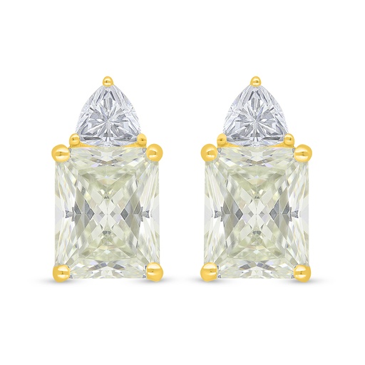 [EAR02CIT00WCZD517] Sterling Silver 925 Earring Golden Plated Embedded With Yellow Diamond And White Zircon