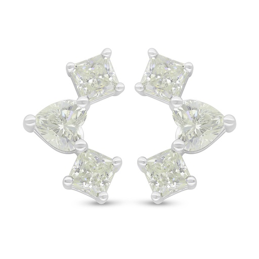 [EAR01CIT00000D519] Sterling Silver 925 Earring Rhodium Plated  Embedded With Yellow Diamond 