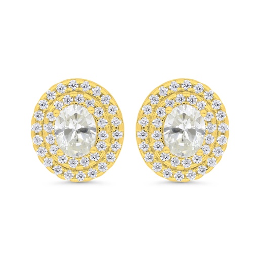 [EAR02CIT00WCZD526] Sterling Silver 925 Earring Golden Plated Embedded With Yellow Diamond And White Zircon