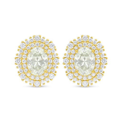 [EAR02CIT00WCZD527] Sterling Silver 925 Earring Golden Plated Embedded With Yellow Diamond And White Zircon