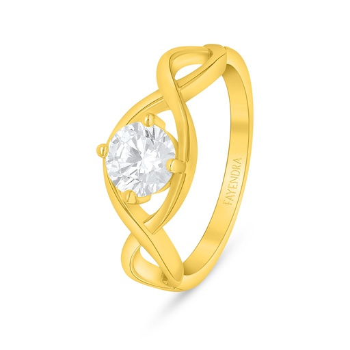 Sterling Silver 925 Ring Golden Plated Embedded With White Zircon