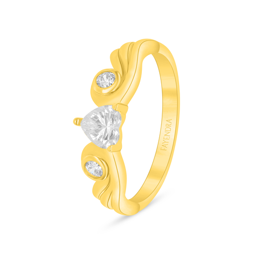 Sterling Silver 925 Ring Golden Plated Embedded With White Zircon