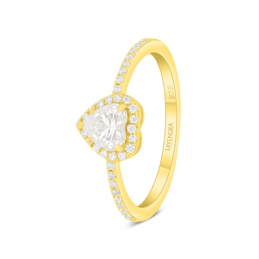 Sterling Silver 925 Ring Golden Plated Embedded With White Zircon