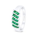 Sterling Silver 925 Ring Rhodium Plated Embedded With Emerald Zircon 