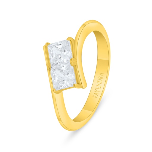 Sterling Silver 925 Ring Golden Plated Embedded With White Zircon