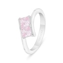 Sterling Silver 925 Ring Rhodium Plated Embedded With Pink Zircon And White Zircon