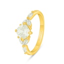 Sterling Silver 925 Ring Golden Plated  Embedded With Yellow Diamond And White Zircon