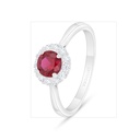 Sterling Silver 925 Ring Rhodium Plated Embedded With Ruby Corundum And White Zircon