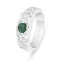 Sterling Silver 925 Ring Rhodium Plated Embedded With Emerald Zircon And White Zircon