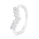 Sterling Silver 925 Ring Rhodium Plated Embedded With White Zircon