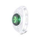 Sterling Silver 925 Ring Rhodium Plated Embedded With Emerald Zircon 