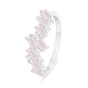 Sterling Silver 925 Ring Rhodium Plated Embedded With Pink Zircon And White Zircon