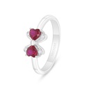 Sterling Silver 925 Ring Rhodium Plated Embedded With Ruby Corundum And White Zircon