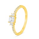 Sterling Silver 925 Ring Golden Plated Embedded With White Zircon