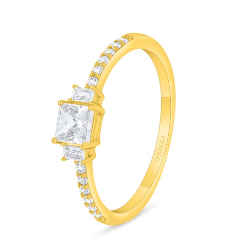 Sterling Silver 925 Ring Golden Plated Embedded With White Zircon