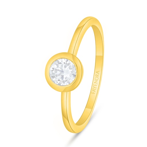 Sterling Silver 925 Ring Golden Plated  Embedded With Yellow Diamond 