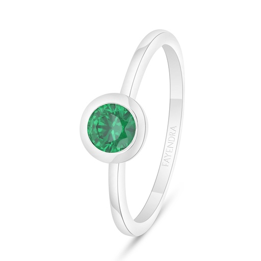 Sterling Silver 925 Ring Rhodium Plated Embedded With Emerald Zircon 