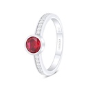 Sterling Silver 925 Ring Rhodium Plated Embedded With Ruby Corundum And White Zircon