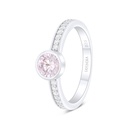 Sterling Silver 925 Ring Rhodium Plated Embedded With Pink Zircon And White Zircon